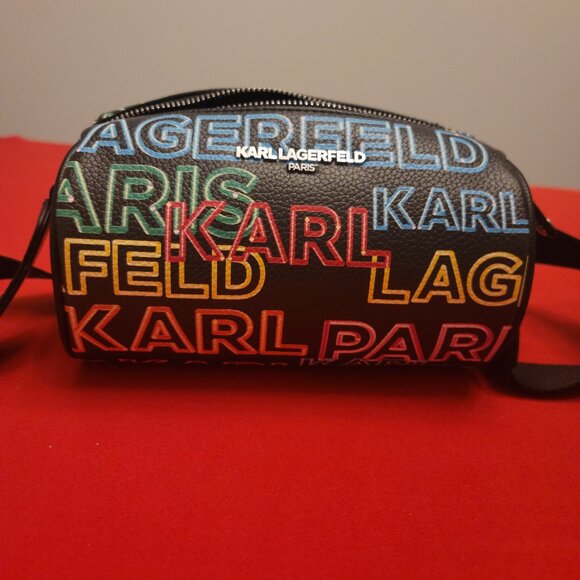 SALE! Karl Lagerfeld Paris Multicolor Logo Crossbody Bag with Earbud Case/ NWOT - Picture 2 of 13